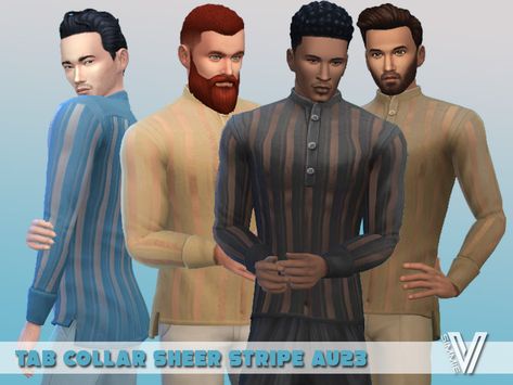 The Sims Resource - Shear Striped Tab Collar Shirt Sims 4 Male, Male Shirt, Male Clothing, Vintage Cowboy, Sims 4 Cc, Maxis Match, The Sims Resource, Sims Resource, Collar Shirt