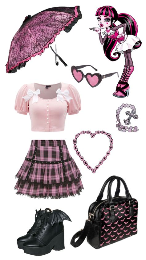 Draculaura Draculaura Aesthetic Outfit, Draculaura Costume, Emo Outfits For Girls, Monster High Halloween Costumes, Monster High Halloween, Monster High Cosplay, Egirl Style, Monster High Clothes, Pastel Goth Outfits