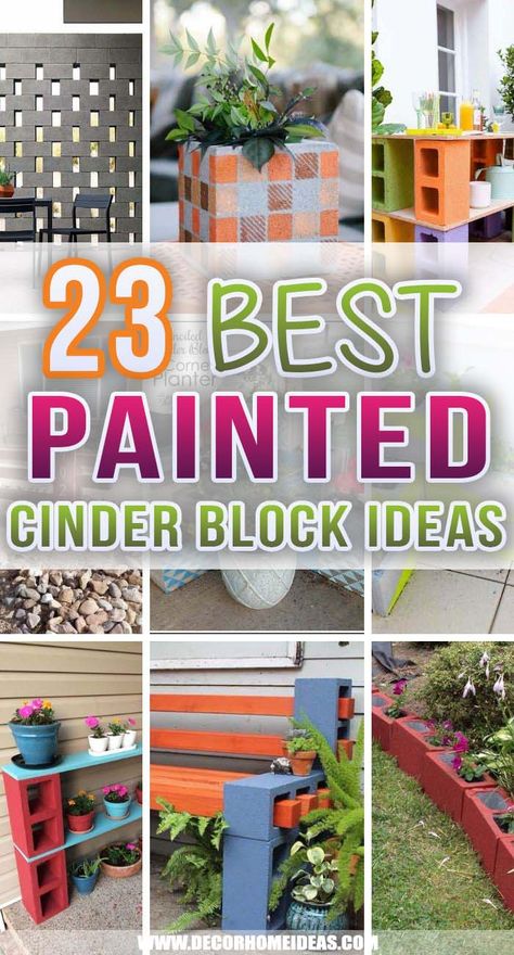 Block House Plans, Cinder Block Paint, Decorative Cinder Blocks, Cinderblock Planter, Cinder Block Ideas, Cinder Block Garden Wall, Cinder Block Projects, Cinder Block Shelves, Cinder Block House