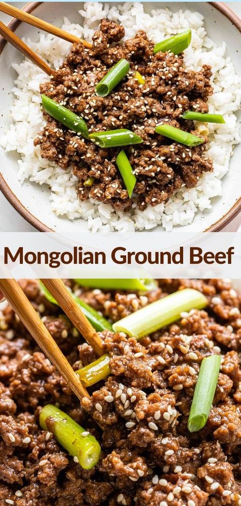 Low Cal Mongolian Beef, Kung Pao Ground Beef, Mongolian Beef Meal Prep, Mongolian Ground Turkey, Asian Inspired Ground Beef Recipes, Ground Sirloin Crockpot Recipes, Beyond Ground Beef Recipes, Ground Mongolian Beef, Ground Mongolian Beef Recipe