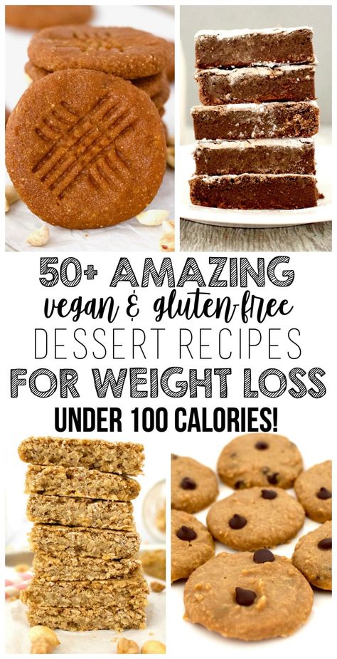 Here is a DELICIOUS collection of 50+ AMAZING Vegan Desserts for Weight Loss! All recipes are gluten-free, dairy-free & low-calorie – under 100 calories each! These recipes will make sure that you can still indulge your sweet tooth while achieving your weight loss goals. Gluten Free Dessert Recipes, Gluten Free Vegan Recipes Desserts, Gluten Free Dessert, Vegan Gluten Free Desserts, Lunch Healthy, Under 100 Calories, Baking Soda Beauty Uses, Dessert Aux Fruits, Desserts Vegan