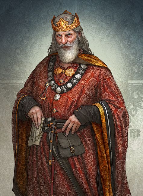 Realms of Mayhem - king by Kerem Beyit King Character Design, Kerem Beyit, King Character, Old King, Heroic Fantasy, High Mountain, Fantasy Portraits, Fantasy Races, Human Male