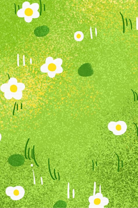 Green meadow, white flowers, hand drawn, cartoon, outdoor, outing, spring, spring Wallpaper Backgrounds Spring, Hand Drawn Wallpaper, White Flower Pot, Plant Cartoon, Green Cartoon, Flower Cartoon, Prairie Flower, Green Meadow, White Rose Flower