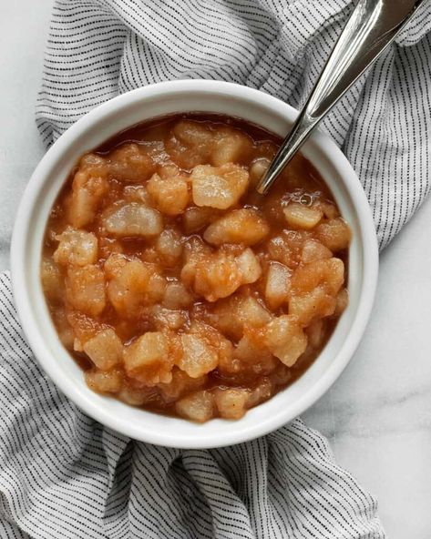 Pear Compote, Yogurt Oatmeal, Pear Ginger, Buttermilk Waffles, Compote Recipe, Fruit Compote, Ginger And Cinnamon, Strawberry Blueberry, Apple Pear