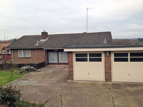 Bungalow Double Storey Extension, Modern Bungalow Renovation, Dorma Bungalow Extension, Bungalow To 2 Storey Before And After, Adding Second Story To Bungalow, 70s Bungalow Exterior Makeover, 60s Bungalow Makeover, Painted Brick Bungalow, 1950s Bungalow Exterior