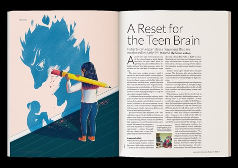 Science News Magazine - Editorial Illustration on Behance Editorial Illustration Magazine, Magazine Spread, 2nd Year, News Magazine, Magazine Editorial, Science News, Illustration Character, Project Inspiration, Magazine Layout