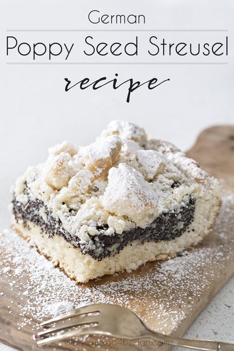 German Poppy Seed Streusel Crumble Cake Recipe | Cuckoo4Design Gluten Free Key Lime Pie, Poppy Seed Recipes, Crumble Cake Recipe, Streusel Cake, German Desserts, German Cake, German Baking, Seed Cake, Rhubarb Cake