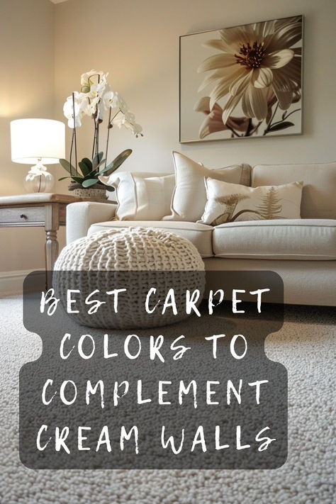 Need a carpet that matches your cream walls? 🏠✨ Explore top carpet colors that blend beautifully with a creamy backdrop. Click for stylish ideas! 🎨🛋️ #HomeDecor #InteriorDesign #CreamWalls #CarpetColors #RoomMakeover Beige Living Room Carpet, White Walls Carpet Color, Brown Carpet White Walls, Paint And Carpet Color Combinations, Living Room Wall To Wall Carpet, Carpet On Carpet Living Room, Lounge Carpet Ideas, Living Room Carpet Ideas Wall To Wall, Neutral Carpet Living Room