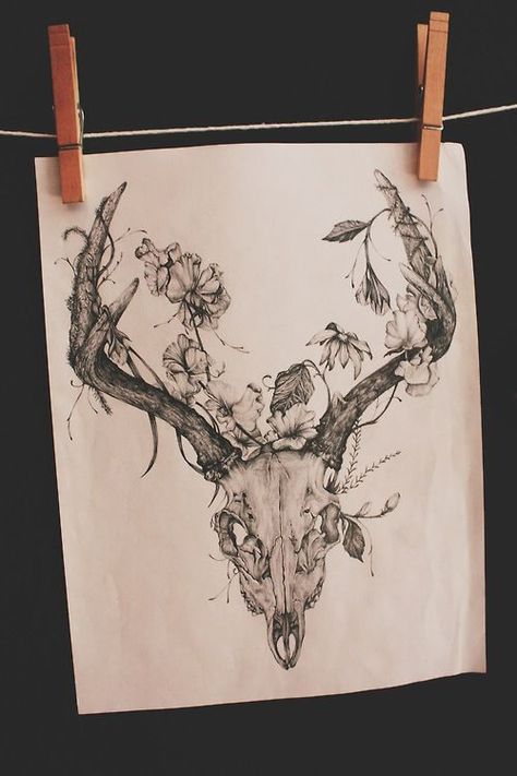 10+ Deer Skull Tattoo Designs On Chest | PetPress Antler Tattoo, Deer Skull Tattoos, Lower Back Tattoo Designs, Dragons Tattoo, Girl Back Tattoos, Muster Tattoos, Geniale Tattoos, Calf Tattoo, Celtic Tattoos