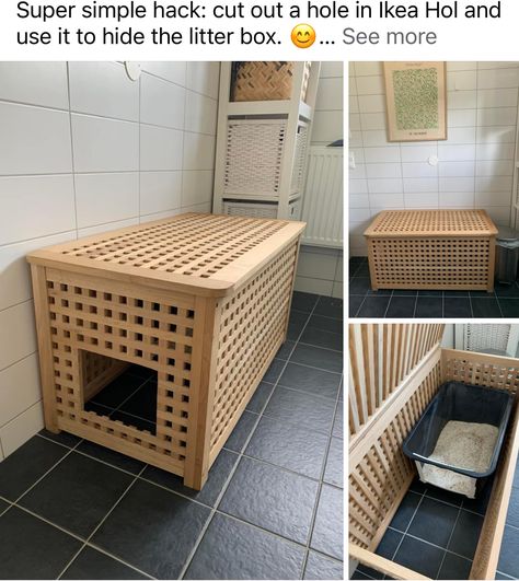 Hidden Laundry Rooms, Ikea Cat, Hiding Cat Litter Box, Cat Room Decor, Hidden Litter Boxes, Hidden Cabinet, Cat Hacks, Cat Box, Room Box