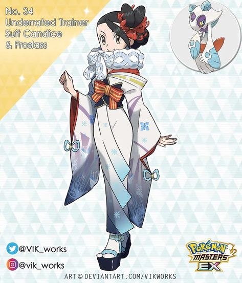 ✦VIKthor✦01✦✦ on Instagram: “POKEMON MASTERS EX WINTER SUIT CANDICE ❄SUIT FROSLASS❄ ¡Countdown! more soon! 💯 "Please be original do not be a Thief-caster and Do not…” Pokemon Gym Leaders Oc, Gym Leader Oc, Pokemon Masters, Pokemon Fashion, Pokemon Omega, Pokemon Gym Leaders, Pokemon Names, Pokemon Rpg, 151 Pokemon