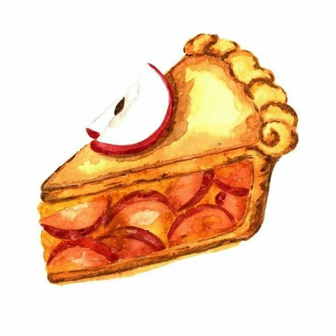 Apple Pie Watercolor, Apple Pie Drawing Easy, Pie Art Drawing, Pie Drawing Cute, Pie Slice Drawing, Apple Pie Tattoo, Apple Pie Drawing, Apple Pie Illustration, Pie Sketch