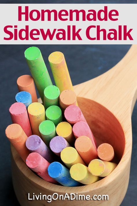 Homemade Sidewalk Chalk Recipe Sidewalk Chalk Recipe, Diy Sidewalk Chalk, Homemade Sidewalk Chalk, Diy Sidewalk, Living On A Dime, Sidewalk Chalk, Childrens Crafts, Fun Crafts For Kids, Craft Activities For Kids