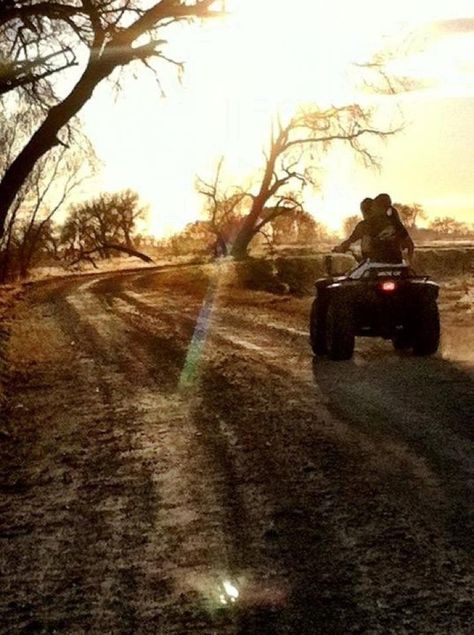 4 wheelers make a girls world...MmmHmm! <3 best times I've had has been riding on the fourwheeler with my man  =) Country Relationships, Four Wheeling, Four Wheeler, All The Bright Places, Everything Country, Country Strong, Country Couples, Four Wheelers, Dirt Road