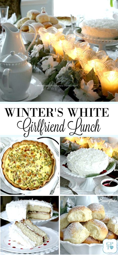 Winter's White | Grateful Prayer | Thankful Heart Ideas For Widows Luncheon, Menu For Ladies Luncheon, Women Luncheon Ideas, Quiche Luncheon Menu Ideas, Lunch Ideas For Girlfriends, Winter Luncheon Menu Ideas Ladies, Ladies Christmas Luncheon Menu Ideas, Ladies Lunch Menu Ideas, Winter Luncheon Menu Ideas