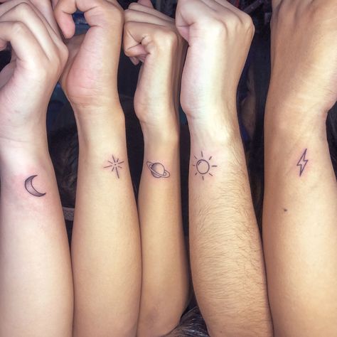 4 Matching Tattoos, Group Tattoos, Matching Bff Tattoos, Cousin Tattoos, Maching Tattoos, Matching Friend Tattoos, Cute Matching Tattoos, Small Matching Tattoos, Matching Best Friend Tattoos