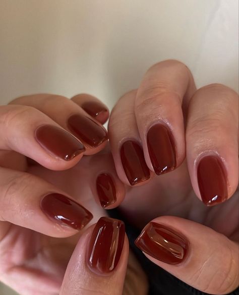 Simple Fall Nails, Beauty Nails Design, Red Nail Polish, Her Nails, Red Nail, Winter Nail, Brown Nails, Minimalist Nails, Classy Nails