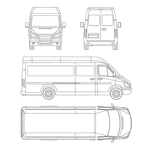 Van template. commercial vehicle. bluepr... | Premium Vector #Freepik #vector #van #cargo-van #truck-front #van-car Van Template, Car Template, Station Wagon Cars, Blueprint Drawing, Semi Trailer Truck, Delivery Van, Service Car, Wagon Cars, Vans Top