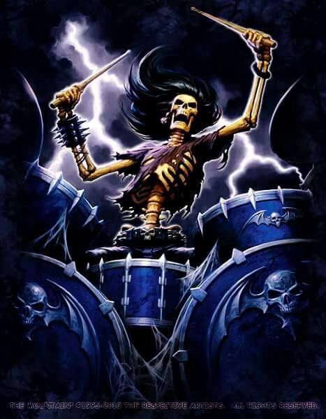 Drummer Skeleton Sorceress Costume, Skull Music, Arte Heavy Metal, Drummer T Shirts, Cool Skeleton, Drums Art, Grim Reaper Art, Heavy Metal Art, 3d Pictures