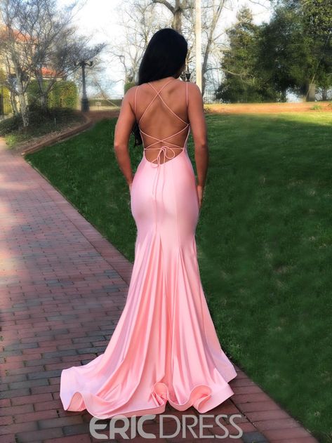 Pink Prom Dresses Mermaid, Sweep Train Prom Dress, Popular Prom Dresses, Mermaid Pink, Prom Dresses Long Pink, Prom Dress Inspo, Prom 2023, Spaghetti Strap Prom Dress, Prom Dress Ideas