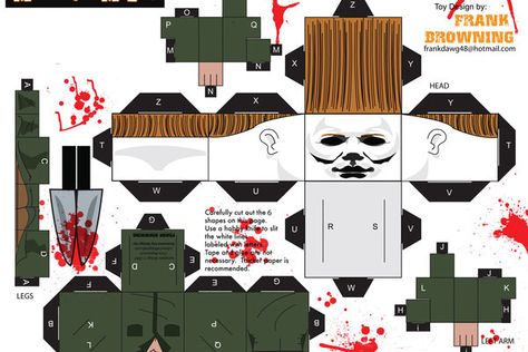 Michael Myers Cube Craft, Horror Crafts, Paper Toys Template, Paper Doll Template, Paper Toy, Phone Ideas, Paper Model, Halloween Paper, Michael Myers