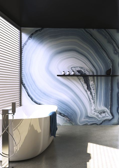 Celestine Agate Panel Aluminum Wall Panel, Miami House, Phillip Jeffries, Vanity Ideas, Design Del Prodotto, House Bathroom, Panel Art, Beautiful Bathrooms, Wall Treatments