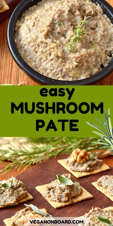 Vegan Mushroom Pate Recipe, Mushroom Pate, Vegan Pate, Mushroom Vegan, Pate Recipes, Vegan Party, Vegan Mushroom, Sliced Bread, Red Bowl