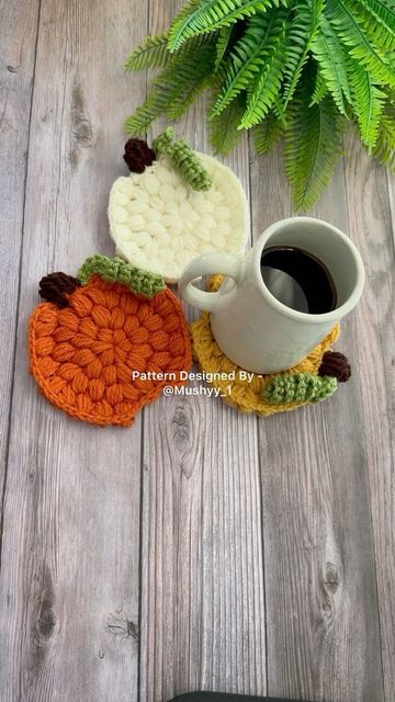 Crochet Pumpkin Coasters, Pumpkin Coasters Free Crochet Pattern, Crochet Pumpkin Coaster, Crochet Thanksgiving, Fall Coasters, Pumpkin Coasters, Autumn Crochet, Handmade Gifts For Friends, Coaster Pattern