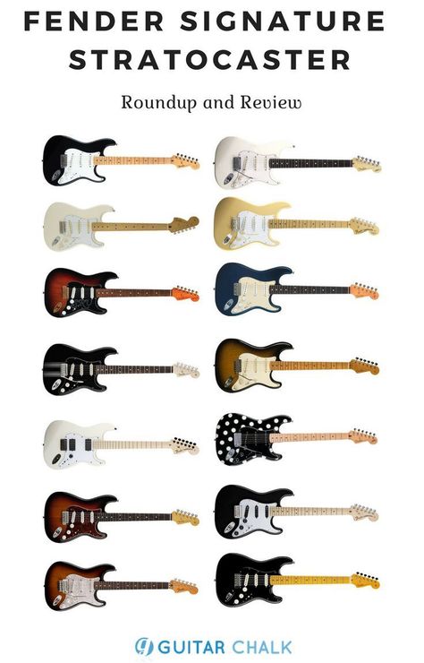 Roundup of Fender signature model Stratocaster electric guitars, https://www.guitarchalk.com/list-fender-stratocaster-signature-models/ #guitar #fender #electricguitars #geartalk Fender Aesthetic, Guitar Equipment, Fender Guitars Stratocaster, Guitar Fender, Guitar Books, Music Theory Guitar, Miniature Guitars, Fender Strat, Signature Guitar