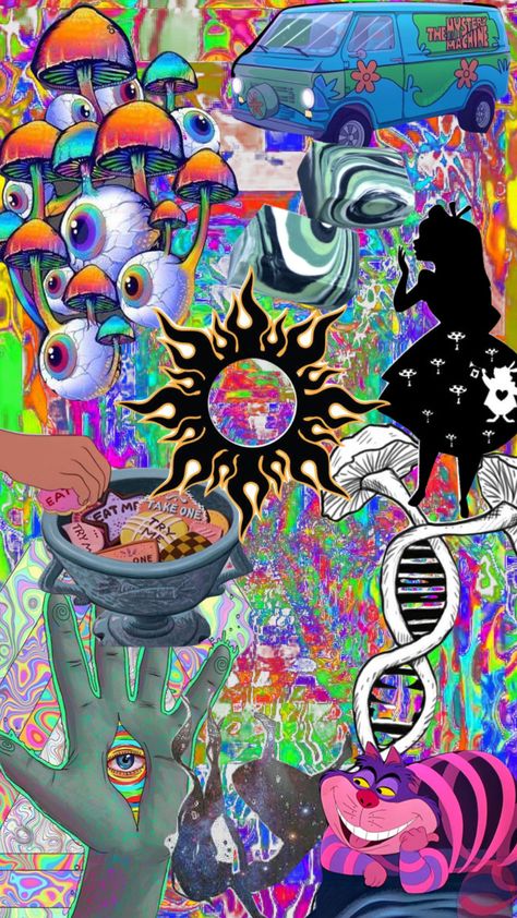 #myfirstshuffle Mashup Wallpaper, Trippy Asethic, Mushroom Wallpapers, Trippy Asethic Wallpaper, Trippy Collage, Trippy Stuff, Midnight Gospel, Trippy Aesthetic, Trippy Iphone Wallpaper