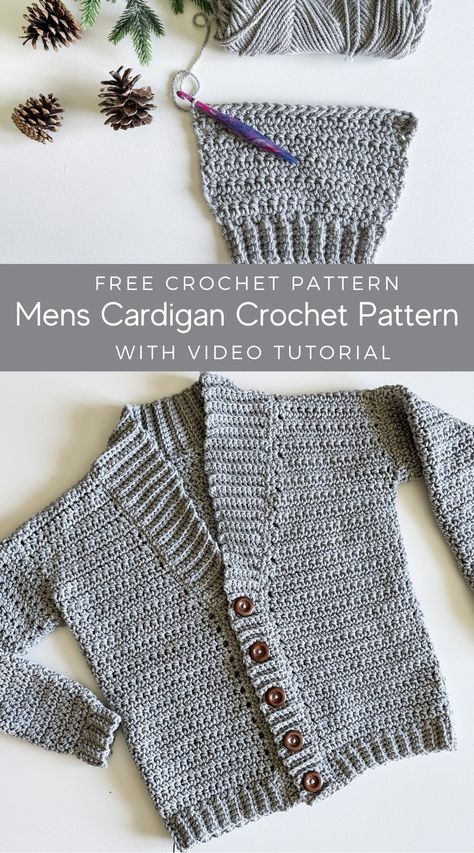 Easy Crochet Patterns Free Beginners, Modern Haken, Cardigan Sweater Pattern, Crochet Men, Crochet Cardigan Pattern Free, Unique Tools, Gilet Crochet, Crochet Patterns Free Beginner, Crochet Cardigan Sweater