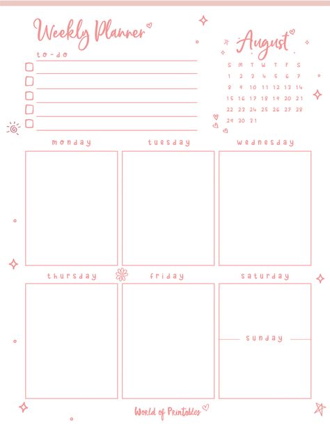 This free Cute August 2021 Weekly Planner Printable is such a stylish way to organize and plan your week. Use it for personal planning, work planning or even as a part of your study planner. This free printable weekly planner comes with matching aesthetic wallpaper and to do list. Homework Planner, Weekly Planner Free Printable, Daily Planner Printables Free, August Calendar, Study Planner Printable, Weekly Planner Free, November Calendar, Week Planner, Calendar Day