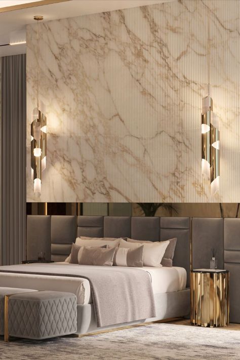 BEDROOM DECOR Wall Marble Design, Marble Headboard, Luxxu Modern Design Living, Beautiful Bedrooms Master, Luxe Bedroom, Expensive Furniture, Luxurious Bedroom, Elegant Bedroom, Luxury Rooms