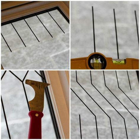 use leading strips in a faux leaded glass window, It All Started With Paint on Remodelaholic Faux Leaded Glass Window, Lead Windows, Leaded Glass Windows, Window Projects, Interior Windows, Led Diy, Glass Cakes, Stained Glass Diy, Diy Window