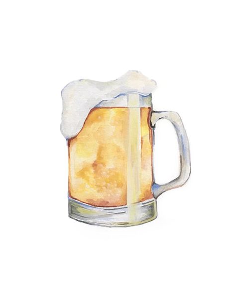 Digital download of a hand-painted, watercolor beer stein. Great for bars, bar carts, kitchens, dorm rooms, wedding signature drinks, a gift for your favorite beer drinker. Design custom bar and signature drinks sign with this digital file. Watercolor Beer Painting, Beer Mug Painting, Beer Watercolor, Beer Doodle, Artsy Party, Bar Painting, Beer Drawing, Beer Cookies, Beer Tattoos