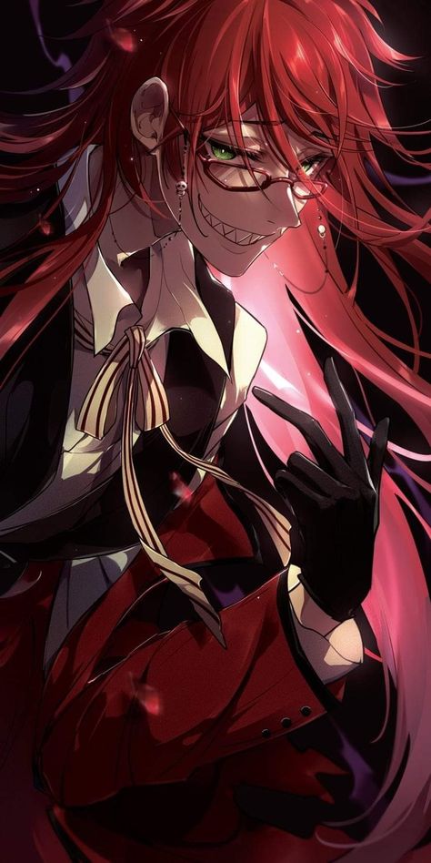 Grell Black Buttler, Grell Wallpaper, Grell Fanart, Grell Sutcliff Wallpaper, Grell Sutcliff Fanart, Black Butler Grell, Grell Sutcliff, Black Butler Characters, Black Butler 3