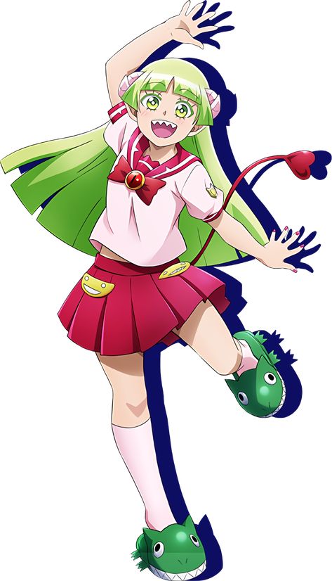 Lime Green Hair, Demon School, Sailor Shirt, Iruma Kun, Pointed Ears, Mairimashita Iruma Kun, Girls Uniforms, Manga Anime One Piece, Green Hair