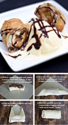 Nutella Snacks, Cake Bar, Pf Changs, Banana And Egg, Banana Nutella, Coconut Ice, Egg Roll Recipes, Coconut Ice Cream, Egg Roll