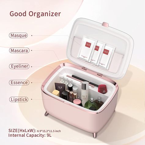 Mini Skincare Fridge, Makeup Fridge, Fridge For Bedroom, Pink Fridge, Mini Skincare, Skincare Fridge, Life App, How To Apply Lipstick, Favorite Skincare Products