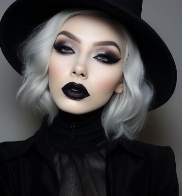 Maquillage Goth, Witchy Makeup, Goth Makeup Looks, Vampy Makeup, Dark Makeup Looks, Witch Makeup, Black Lipstick, Makijaż Smokey Eye, Edgy Makeup