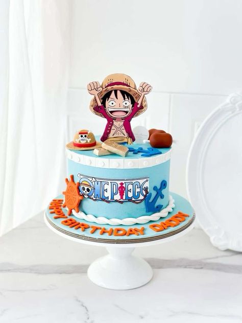 Luffy Cake One Piece, Monkey D Luffy Cake, One Piece Anime Cake, Luffy Cake, 2023 Cakes, One Piece Cake, One Piece Birthdays, One Piece Theme, 13 Birthday Cake