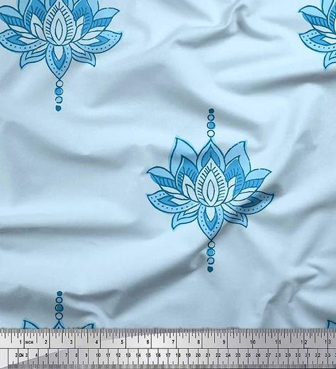 Amazon.com: Soimoi Rayon Fabric Dot & Lotus Block Print Fabric by Yard 42 Inch Wide Lotus Print Fabric, Lotus Block Print, Lotus Print, Fabric Drawing, Block Print Fabric, Block Printing Fabric, Rayon Fabric, Amazon Art, Sewing Stores