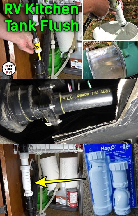 Flushing Out the Stinky Galley/Kitchen RV Waste Tank Rv Black Tank Cleaner Diy, Rv Bathroom Sink Replacement, Rotting Food, Rv Grey Water System Diy, Kitchen Sink Plumbing, Rv Water Tank, Rv Water Heater, Sanitize Rv Fresh Water Tank, Sink Plumbing