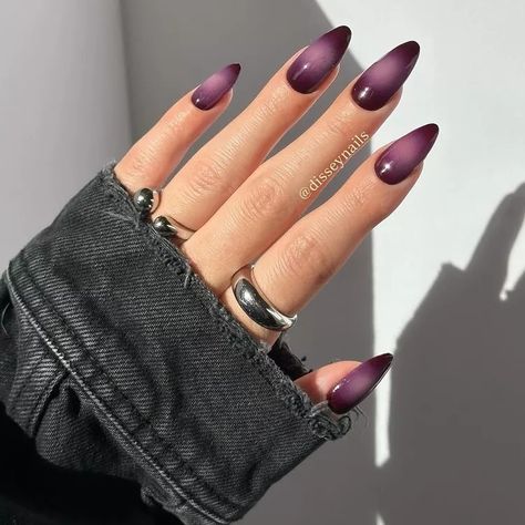 October Nail Ideas, Nails October, Dark Purple Nails, Plum Nails, Lilac Nails, Airbrush Nails, Purple Nail Designs, October Nails, Purple Nail