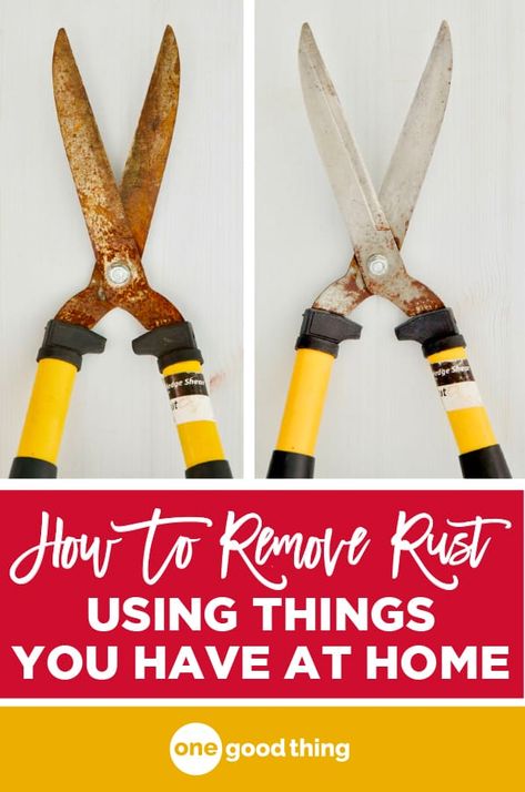 Got rust? Find out how to remove rust from metal, fabric, and other items using stuff you probably already have around the house! #cleaning #tipsandtricks Homemade Toilet Cleaner, Deep Cleaning Hacks, Remove Rust, Cleaning Painted Walls, Glass Cooktop, Deep Cleaning Tips, How To Remove Rust, Clean Dishwasher, Simple Life Hacks