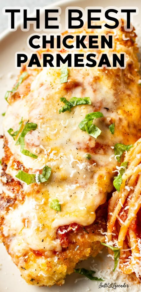 Healthy Grilled Chicken Parmesan, No Fry Chicken Parmesan, Health Chicken Parmesan, Spaghetti Chicken Parmesan, Make Ahead Chicken Parmesan Recipe, Parmasen Chicken Recipes, Chicken Parmesan Recipes Baked, Best Ever Chicken Parmesan, Carrabas Chicken Parmesan Recipe