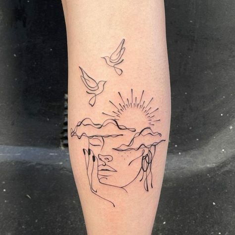 Cloud with Sun on Hand Tattoo Sun Peeking Through Clouds Tattoo, Sky Aesthetic Tattoo, Cloud Tattoo Collarbone, Storm Cloud Tattoo Thunderstorms, Angel Clouds Tattoo, Sun Patchwork Tattoo, Sunrise Line Tattoo, Pink Clouds Tattoo, Cloudy Mind Tattoo