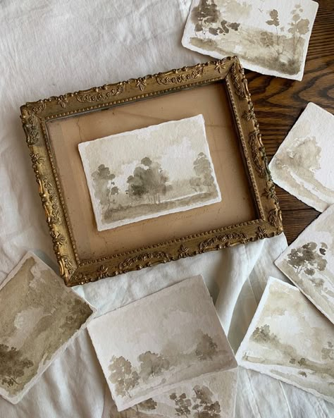 May 4, 2023 - Beautidul landscape paintings. Watercolor and oil Watercolor Picture Frame, Antique Watercolor Painting, Wall Art Over Bed Decorating Ideas, Vintage Painting Tutorial, How To Display Watercolor Paintings, Frame Watercolor Painting, Vintage Watercolor Paintings, Landscape Paintings Watercolor, Vintage Landscape Paintings