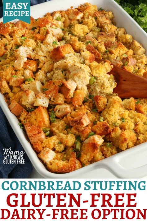 Gluten Free Cornbread Dressing, Gluten Free Stuffing Recipes, Gluten Free Dressing, Dairy Free Thanksgiving, Cornbread Dressing Recipe, Gluten Free Thanksgiving Recipes, Gluten Free Turkey, Gluten Free Stuffing, Dressing Recipes Cornbread