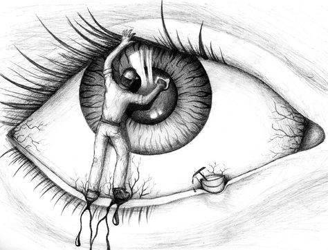 Eyewash by ~NHdesign on deviantART Biology Eye Drawing, Art Psychology, Tears Art, Abstract Sketches, Eyeball Art, Art Alevel, Creepy Tattoos, Black And White Art Drawing, 얼굴 그리기